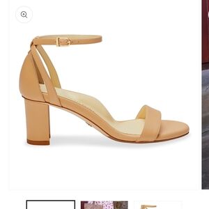 Sarah Flint Tan Ankle Strap Block Heels NEW